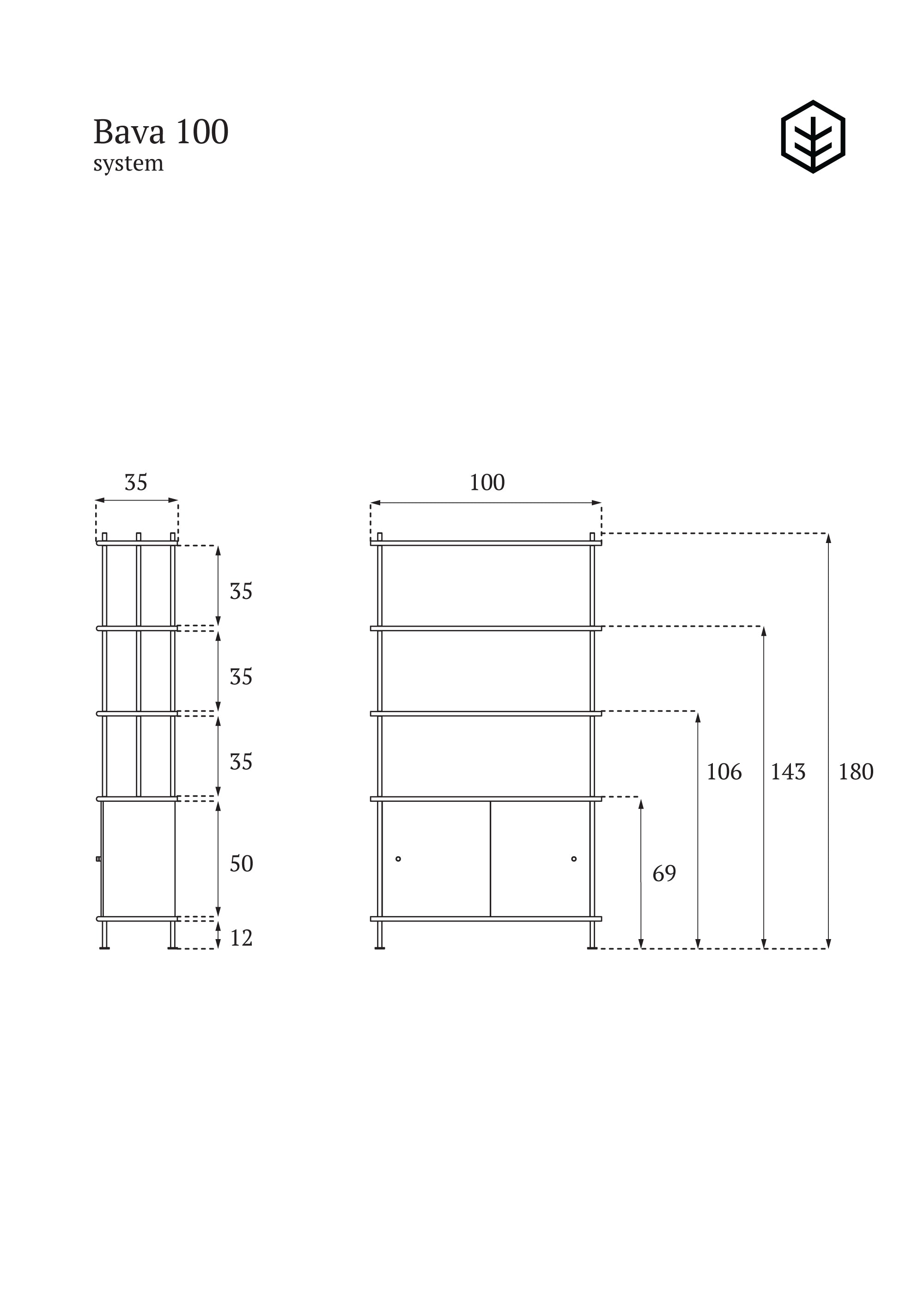 BAVA 100 shelving system TAMO