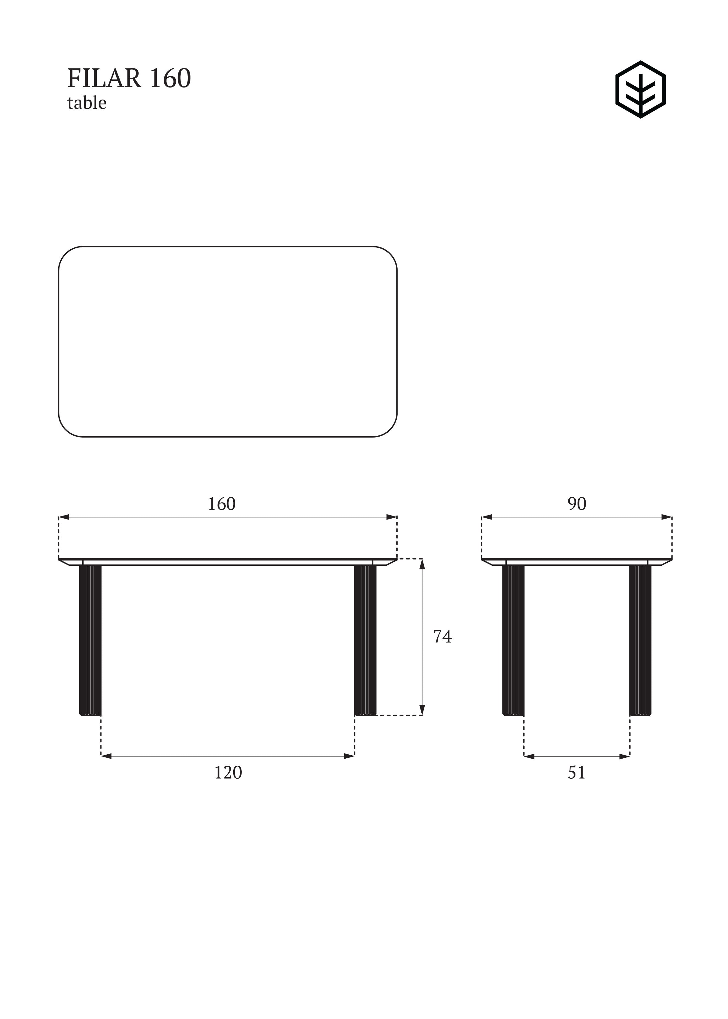 FILAR 160 table / Dark oak TAMO