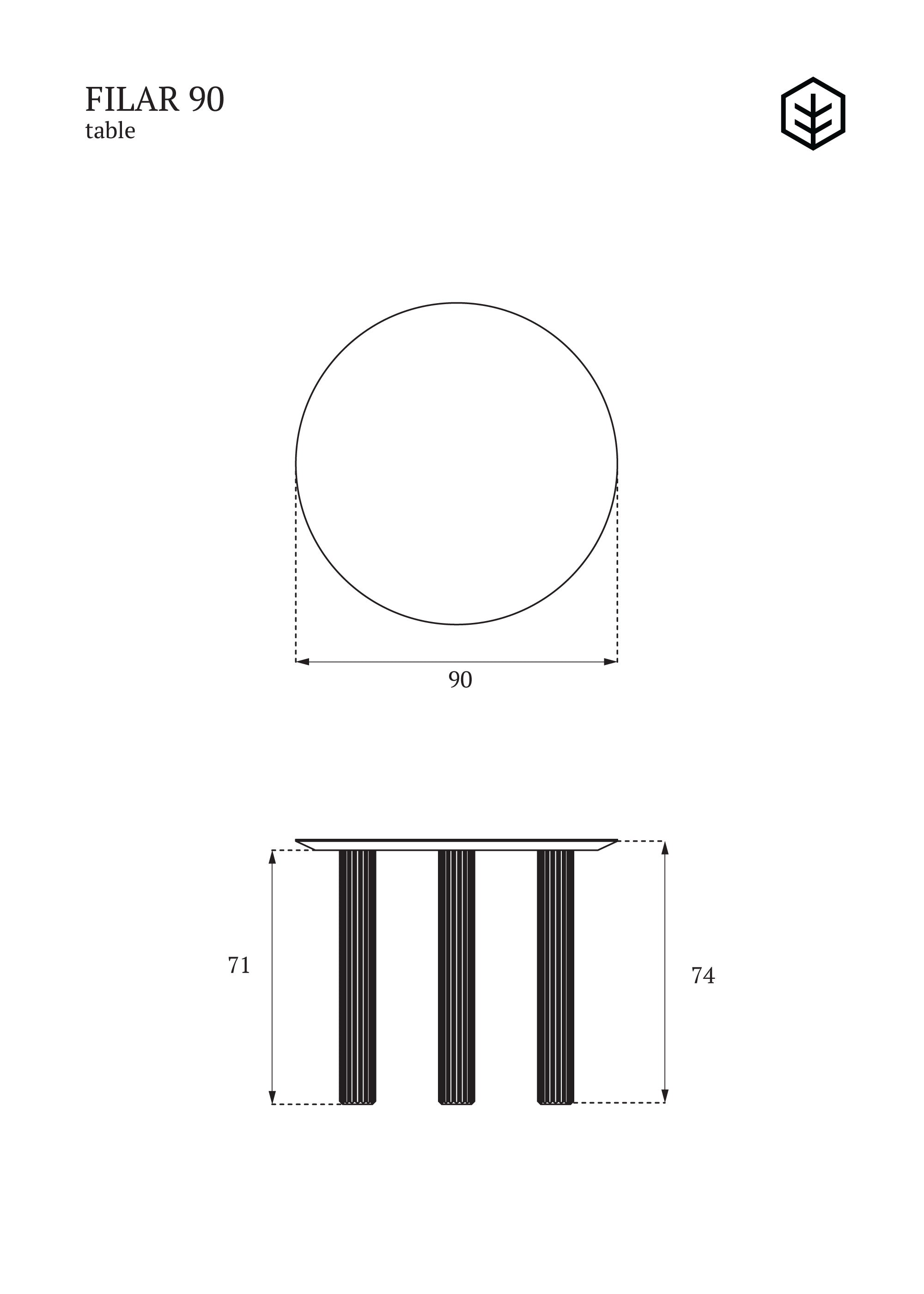 FILAR 90 table / Black ash TAMO
