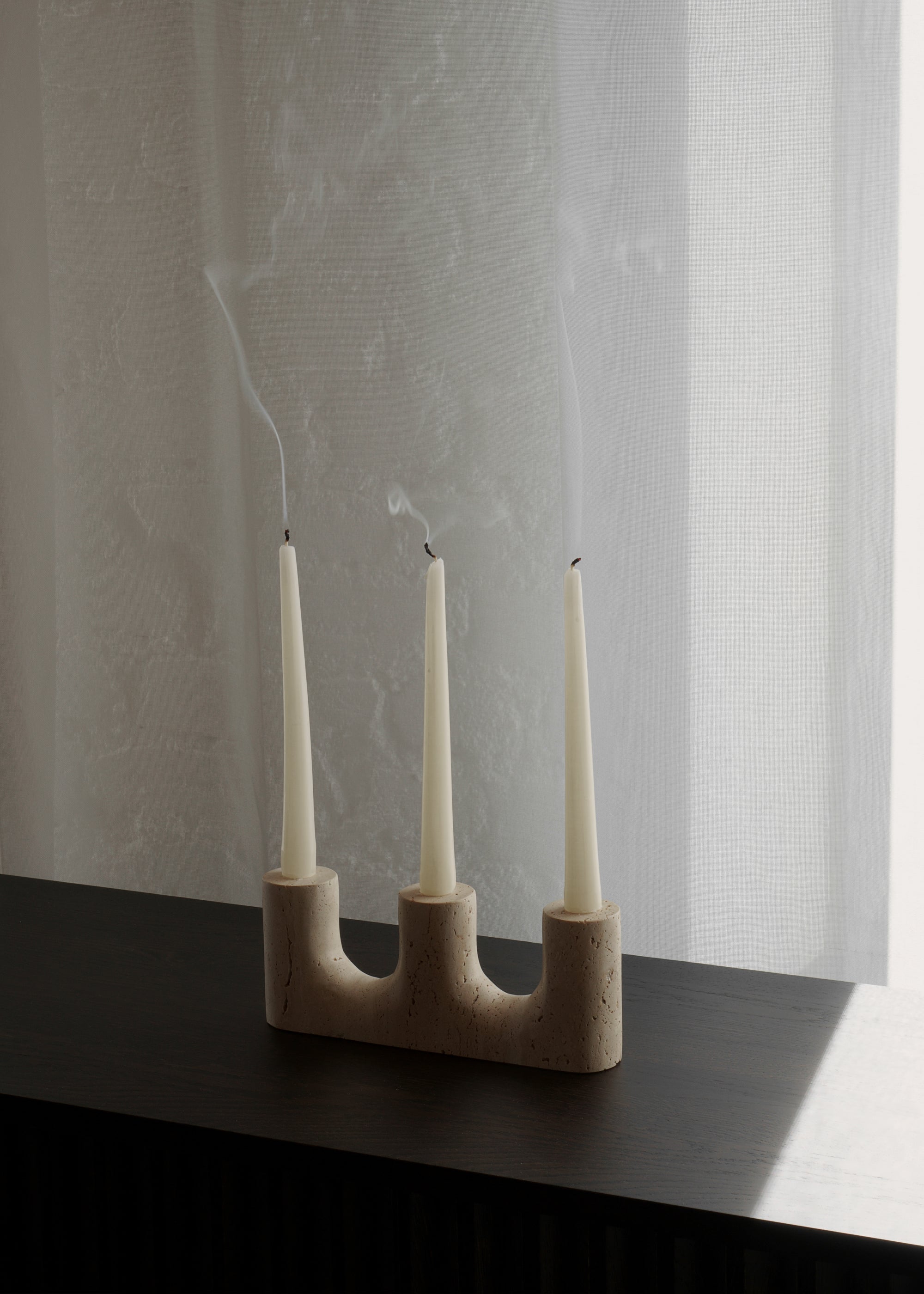 TRILO candle holder / Travertine TAMO