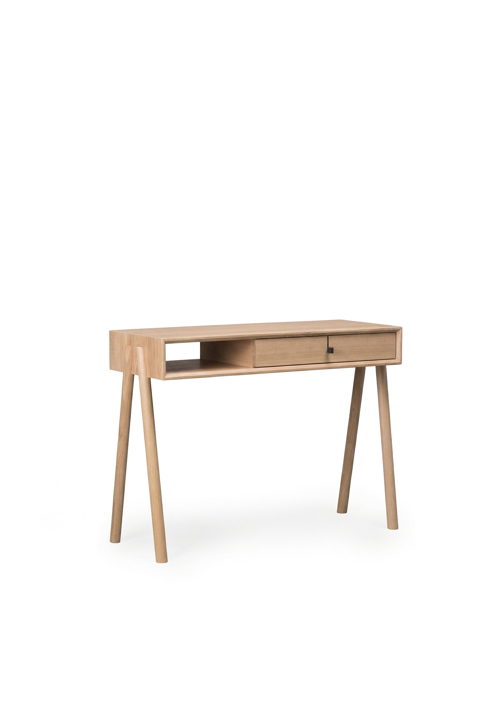 Dark wooden desk with drawer and chair in a modern style