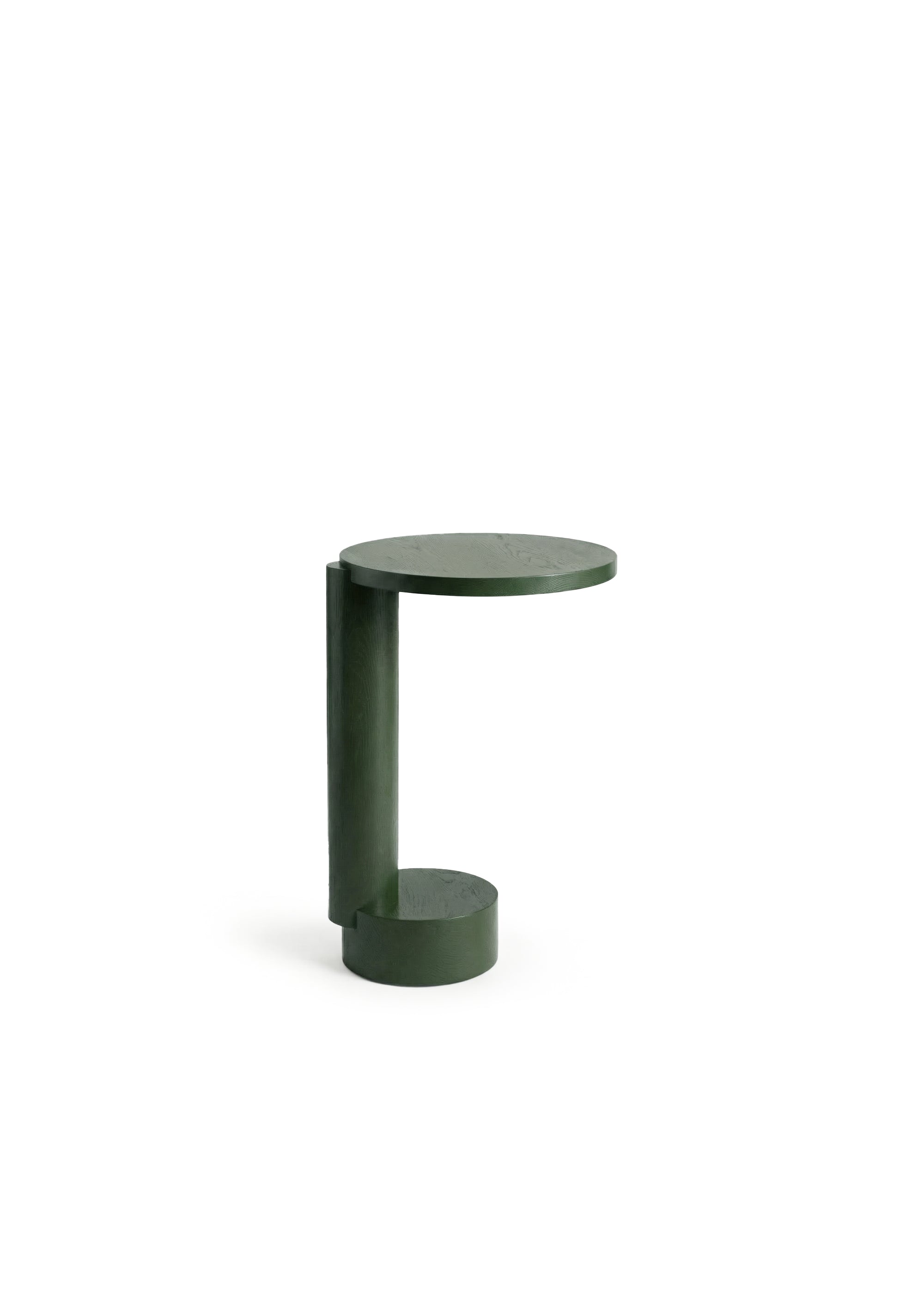 Zielony drewniany stolik z okrągłym blatem