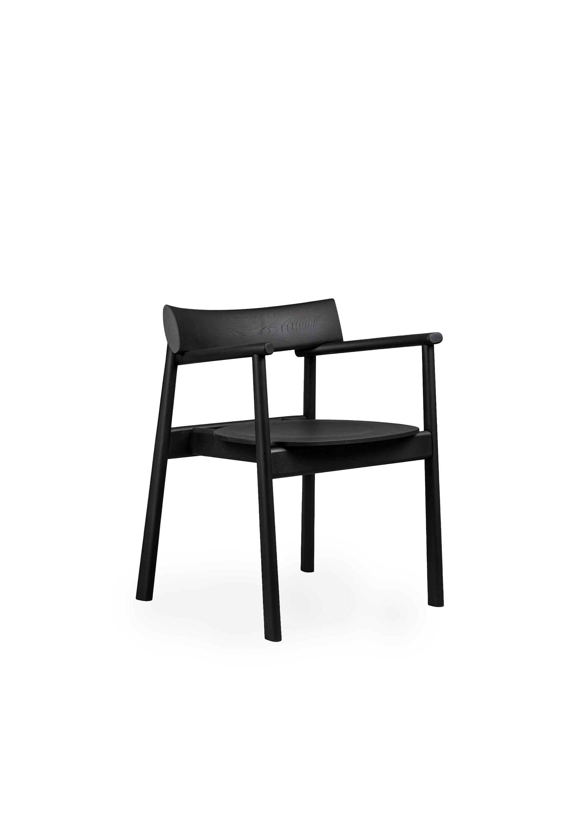 Fauteuil bas en bois noir au design minimaliste